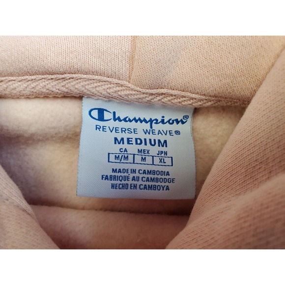 Champion Women's Reverse Weave Cropped Cut-Off Hoodie size M Pink - Picture 6 of 7